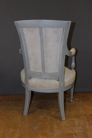 Pair Of Directoire Period Armchairs In Painted Wood XIX