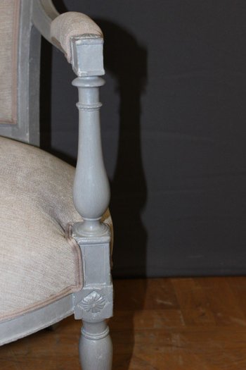 Pair Of Directoire Period Armchairs In Painted Wood XIX