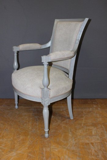 Pair Of Directoire Period Armchairs In Painted Wood XIX