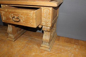 Art-Deco-Schrank Aus Geprägtem Leder Und Gekälkter Eiche Im Neoklassizistischen Stil 1940