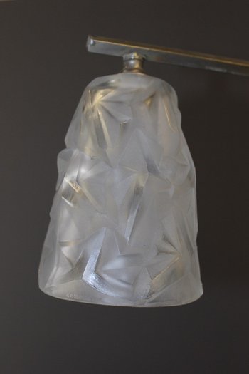 Lampadario d'epoca Art Déco con piatti firmati Degué