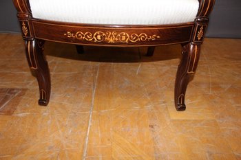 Paire De Fauteuils d'époque Charles X En Marqueterie