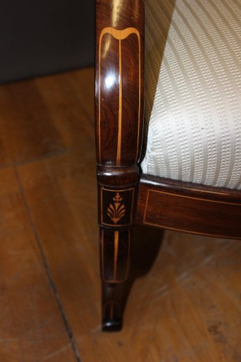 Paire De Fauteuils d'époque Charles X En Marqueterie