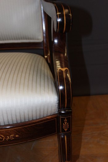 Paire De Fauteuils d'époque Charles X En Marqueterie