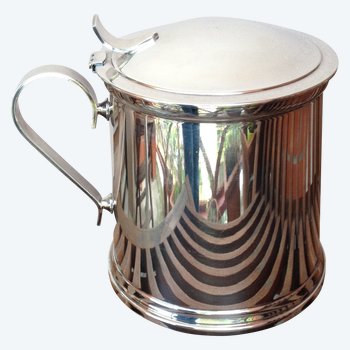 Large insulated ice bucket in silver metal mug shape silver plated Italy