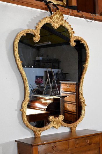 Important Gilded Wood Mirror, Louis XV style - Mid 20th century