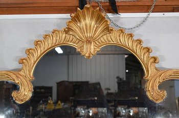Important Gilded Wood Mirror, Louis XV style - Mid 20th century