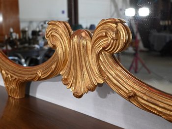 Important Gilded Wood Mirror, Louis XV style - Mid 20th century