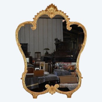Important Gilded Wood Mirror, Louis XV style - Mid 20th century