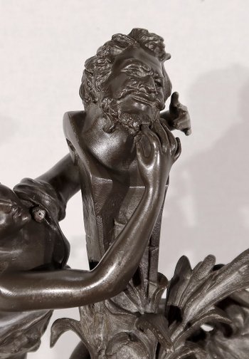 Scultura in peltro "La fontana", di G. Van de Voorde, Art Nouveau - 1900