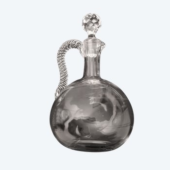 Rare petite carafe à alcool en cristal soufflé ( réf D 0113)