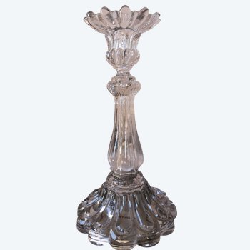 Bougeoir en cristal moulé Portieux ( réf D 0160)