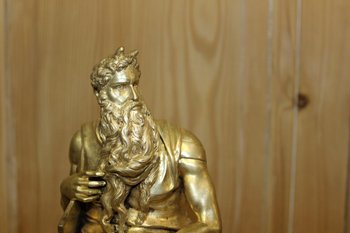 Gilded bronze Moses Holding the Tables of the Law after Michelangelo