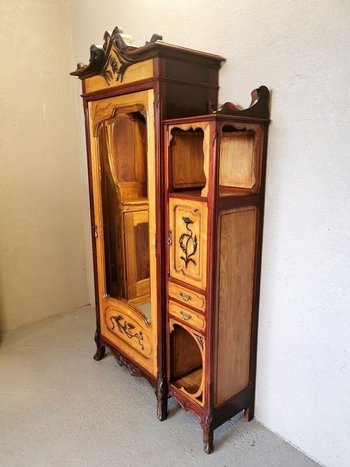 Jugendstil-Schrank Ecole de Nancy "Aux Pavots" (Mohnblumen)