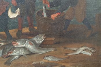 Ecole flamande du XVIIIe siècle d'après David TENIERS - Le retour de la pêche