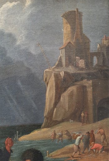 Ecole flamande du XVIIIe siècle d'après David TENIERS - Le retour de la pêche