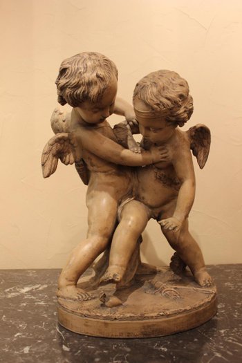 Scultura Angelot in terracotta