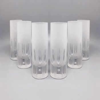 1960 Beautiful ice bucket with 6 lead crystal glasses hand cut by Kristal. Made in Italy