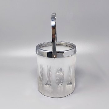 1960 Beautiful ice bucket with 6 lead crystal glasses hand cut by Kristal. Made in Italy
