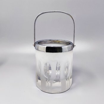 1960 Beautiful ice bucket with 6 lead crystal glasses hand cut by Kristal. Made in Italy