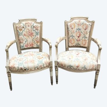 Pair of Louis XVI period cabriolet armchairs