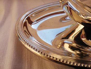 Christofle silver plated "Perles" model gravy boat (ref MA 0628)