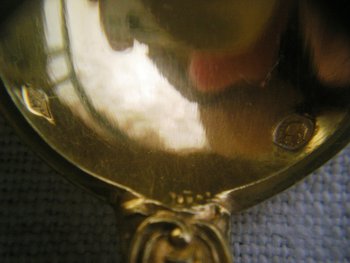 12 cuillères café/dessert en vermeil monogramme minerve Orfvèvre CH.BUZOT XIXème (réf D 0094)