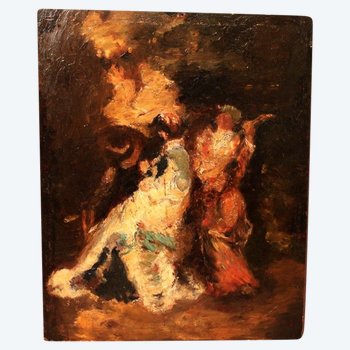 Oil on cardboard after Adolphe Monticelli