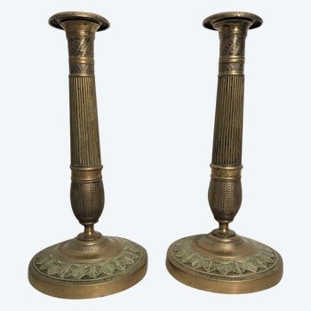 Pair of bronze candlesticks Restoration period