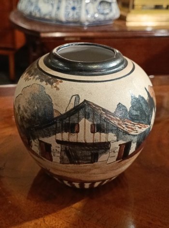 Vase - Steinzeug Aus Ciboure - R.F- M. David- Um 1950