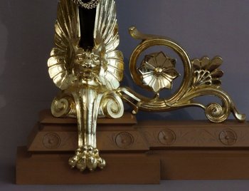Pair Of Large Antique Style Andirons 19th Century