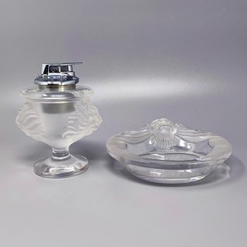 1970 Superbe ensemble de fumeurs par Lalique. Signé en bas. Fabriqué en France