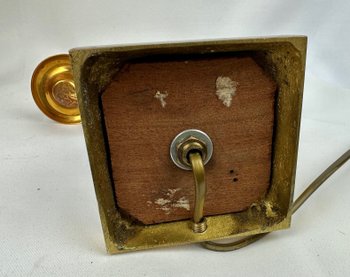 Paire de candélabres en bronze doré et cristal taillé, style Charles X