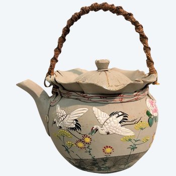 Japanese stoneware teapot Banko Sumidagawa 19th century