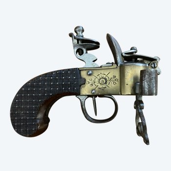 Accendino a pistola da tavolo a pietra focaia - Opera francese circa 1820