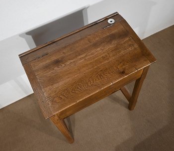 Petit Pupitre d’Écolier en Chêne et Pin – 1920