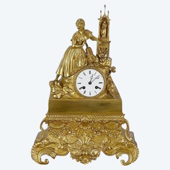 Orologio in bronzo dorato, periodo Napoleone III - metà del XIX secolo