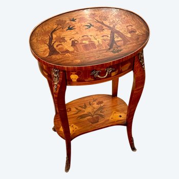Dlg Topino, Petite Table De Salon En Marqueterie De Style Transition