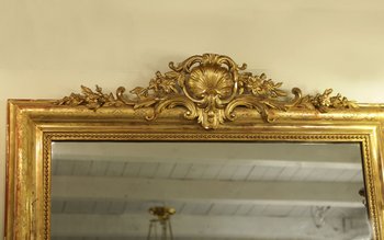 Large wooden mirror and gilded stucco 19th century