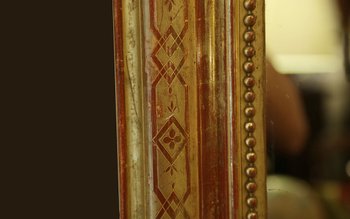 Large wooden mirror and gilded stucco 19th century