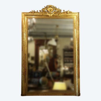 Large wooden mirror and gilded stucco 19th century