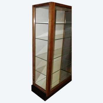 Art Deco period walnut and nickel-plated brass display case circa 1930