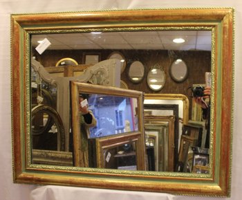Louis Philippe Rectangle Gold And Patina Mirror, Mercury Glass 79 X 101 Cm