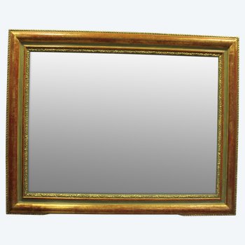 Louis Philippe Rectangle Gold And Patina Mirror, Mercury Glass 79 X 101 Cm