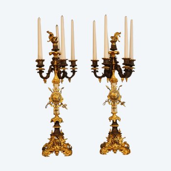 Pair Of Girandoles With Trophies 1820