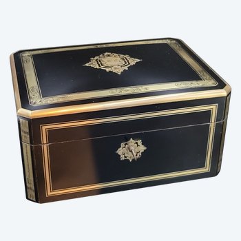 MACE & BOULANGER Paris Antique Travel kit and jewellery box Napoleon 3 Victorian antique marquetry box