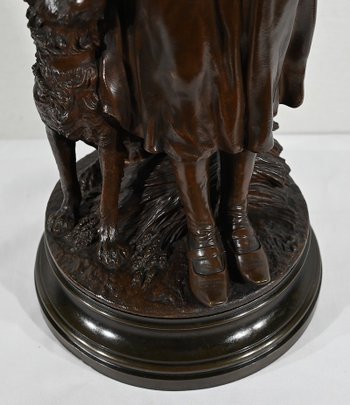 Bronzo "La Jeune Femme au Chien", firmato E-L.Truffot - Seconda metà del XIX secolo