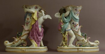  Pair Of Large Rhyton Vases By Samson 19th century