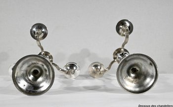 Pair of Silver Bronze Candlesticks - End of XIXth century