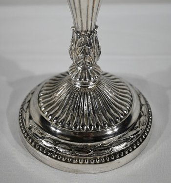 Pair of Silver Bronze Candlesticks - End of XIXth century